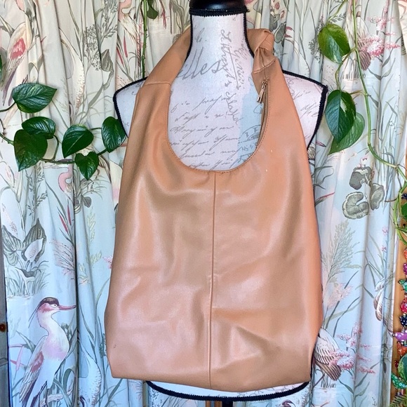 Curved Knot Handle Tan Faux Leather Shoulder Bag Purse by A New Day - Picture 2 of 11